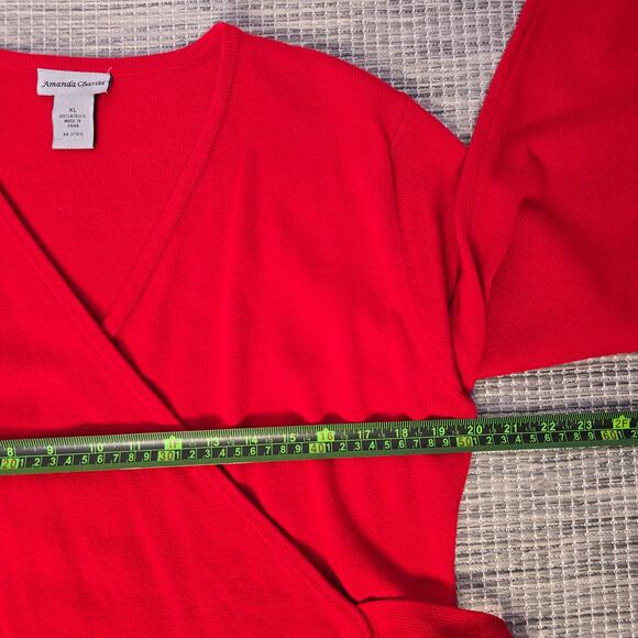 Amanda Charles Sweater Knit Wrap Dress Womens X-Large Red Holiday Christmas - Picture 6 of 10